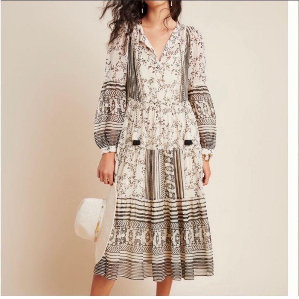 Anthropologie Tululah Tiered Boho Maxi Dress NWT Size L Sold Out